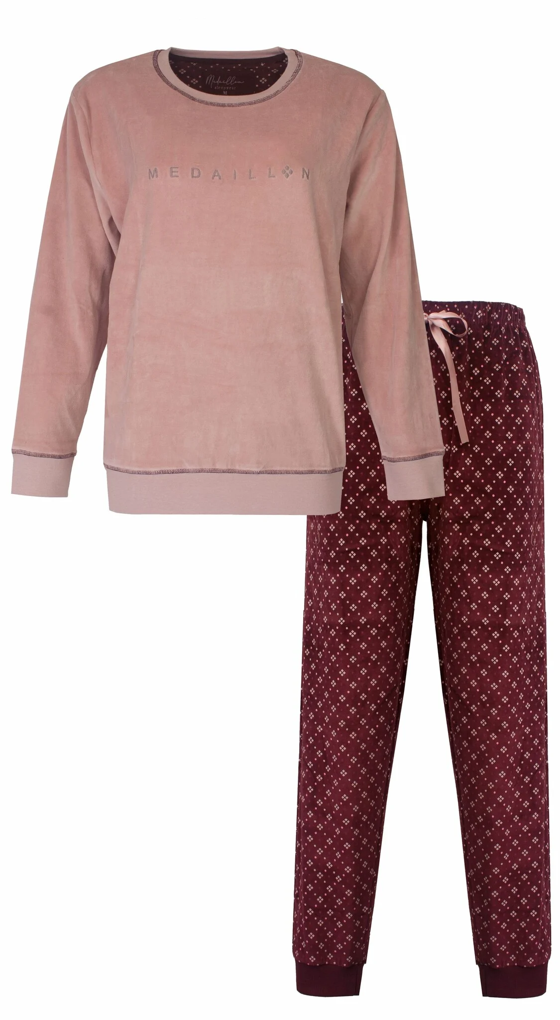 Medaillion dames velours pyjama - Winter Violet - Warme zachte pyjama