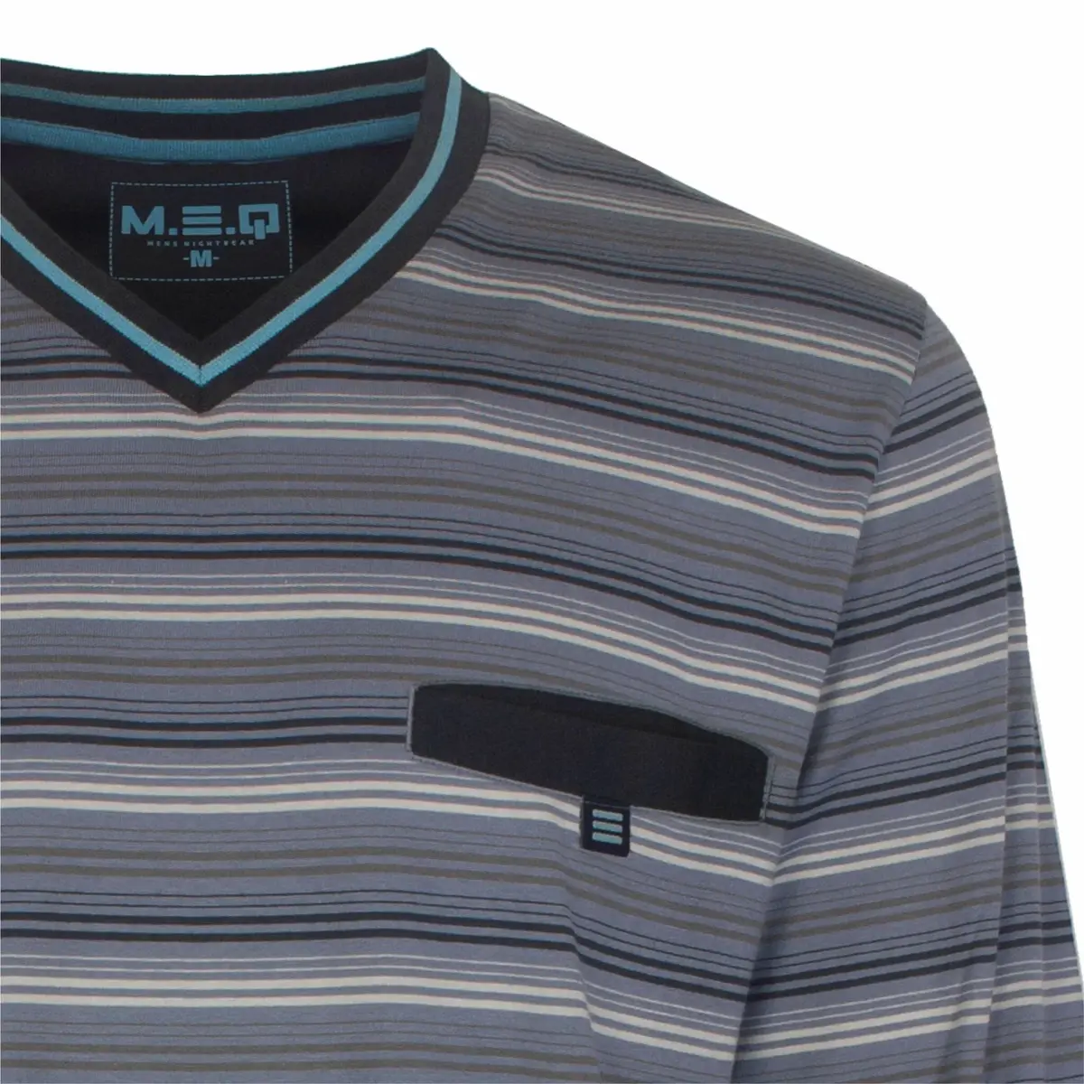 M.E.Q. Heren pyjama Tricot - Grey Stripe - katoenen mannen pyjama M.E.Q. Heren pyjama Tricot - Grey Stripe - katoenen mannen pyjama