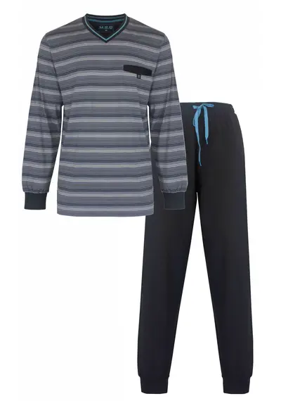 M.E.Q. Heren pyjama Tricot - Grey Stripe M.E.Q. Heren pyjama Tricot - Grey Stripe