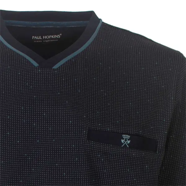 Paul Hopkins pyjama heren lange mouw - Standard Blue - Donkerblauwe katoenen pyjama Paul Hopkins pyjama heren lange mouw - Standard Blue - Donkerblauwe katoenen pyjama
