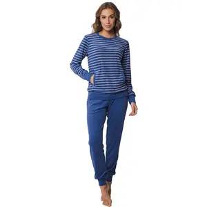 Pastunette dames pyjama Badstof - Blue Winter - Warme winter pyjama donkerblauw