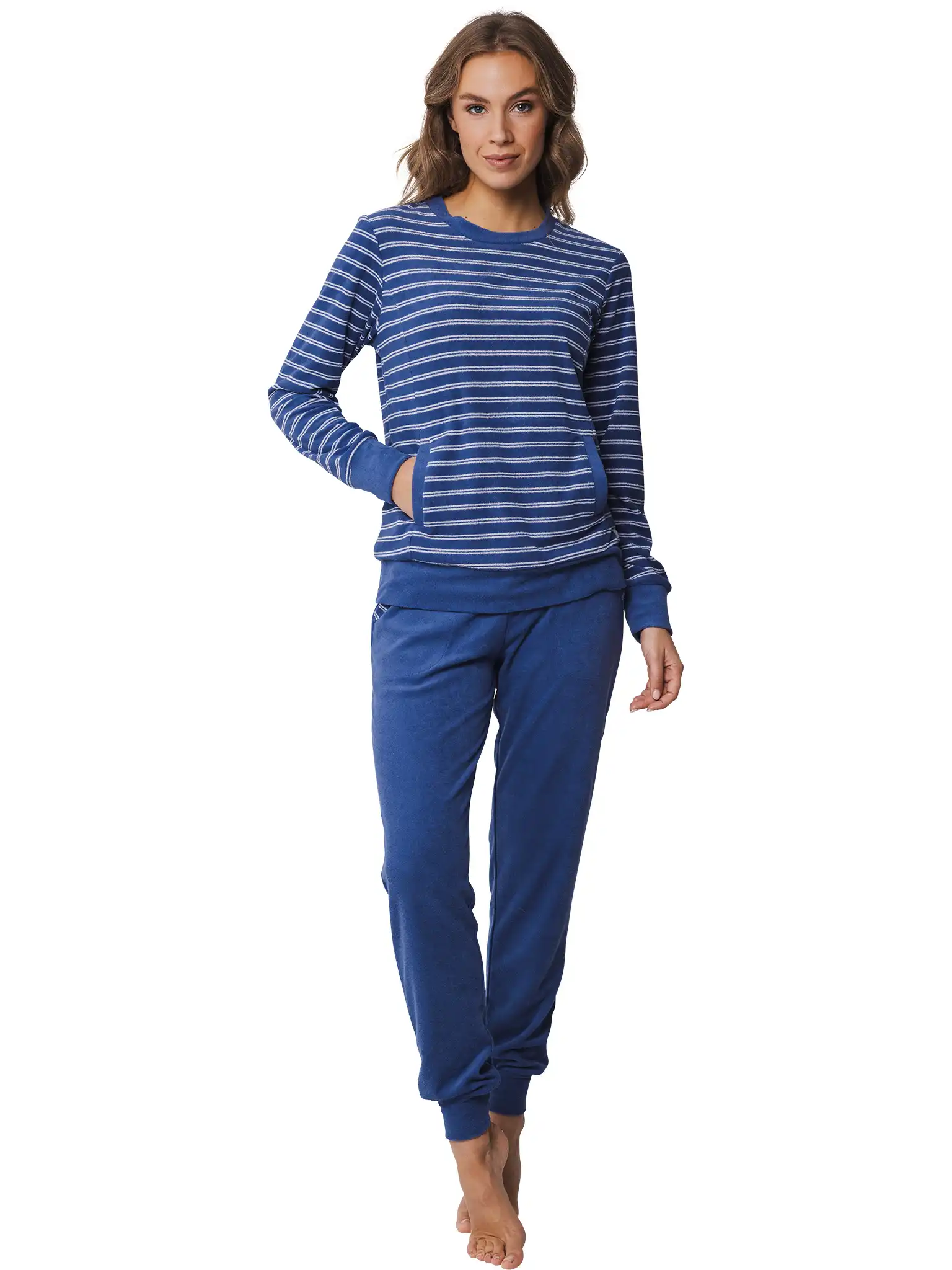 Pastunette dames pyjama Badstof - Blue Winter - Warme winter pyjama donkerblauw