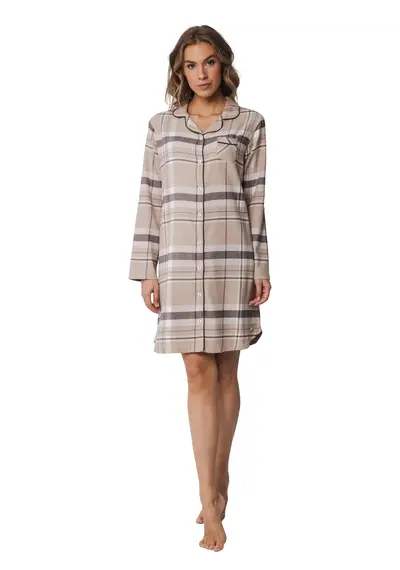 Pastunette flanellen dames nachthemd - Light beige Pastunette flanellen dames nachthemd - Light beige