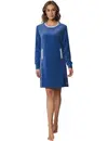 Pastunette velours dames nachthemd - Winter Blue - Winter nachtjapon met ronde hals