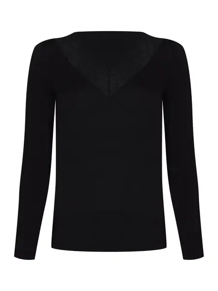 Pastunette wollen/modal kanten dames shirt lange mouw - Kanten dames ondershirt met diepe hals Pastunette wollen/modal kanten dames shirt lange mouw - Kanten dames ondershirt met diepe hals