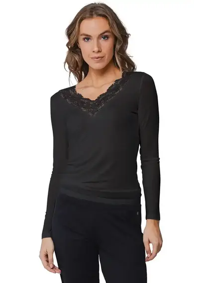 Pastunette wollen/modal kanten dames shirt lange mouw Pastunette wollen/modal kanten dames shirt lange mouw