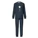 Lunatex badstof dames pyjama - Stars - Warme winter pyjama met boordjes - Blauw