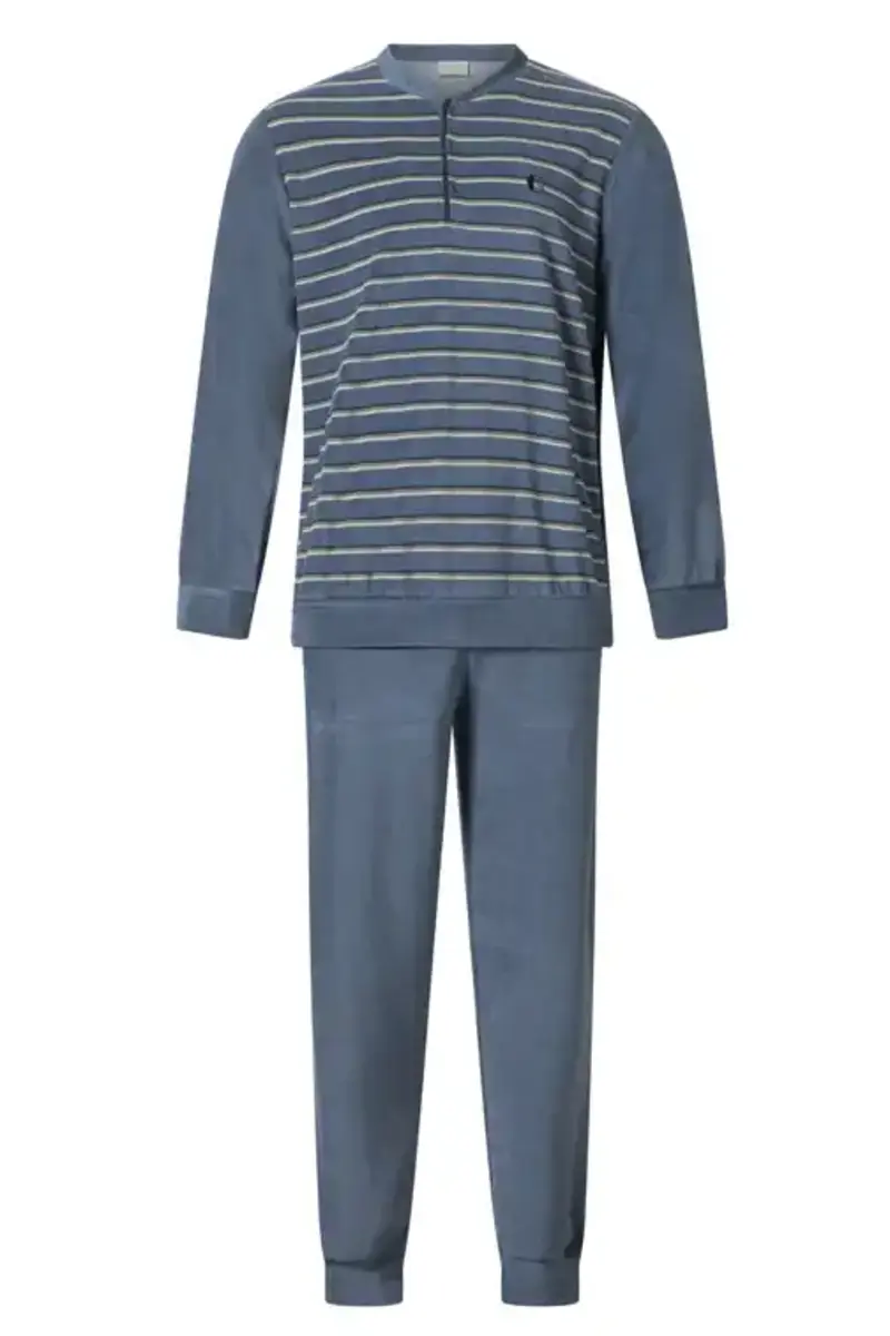 Gentlemen Warme heren pyjama badstof - Peet - Winter pyjama met boordjes