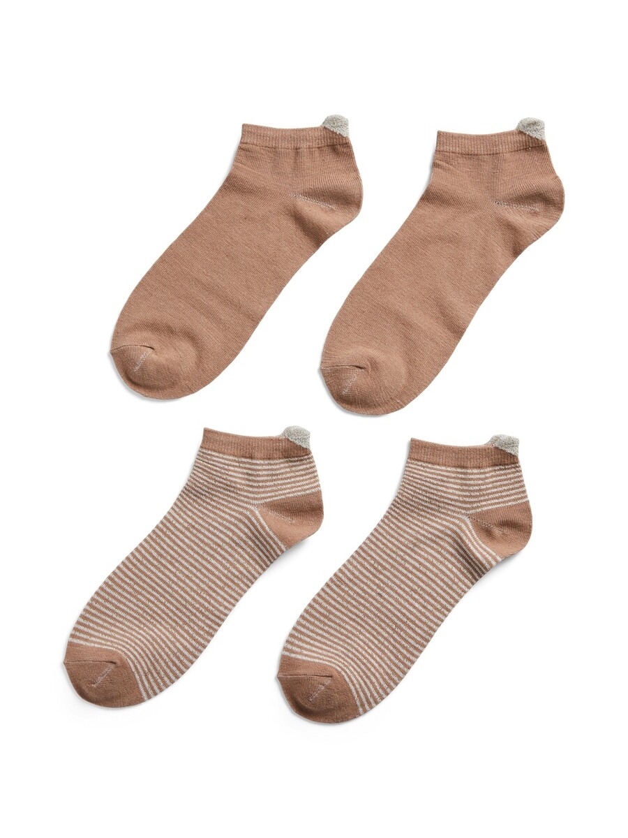 Pieces Sneaker sokken 2-pak - Glitter/Streep - Katoenen enkelsokken Pieces Sneaker sokken 2-pak - Glitter/Streep - Katoenen enkelsokken