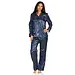 Norman dames Pyjama Satijn - Sophie - Lange mouwen - Knoopsluiting - satijnen pyjama - Blauw
