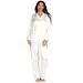 Norman dames Pyjama Satijn - Sophie - Lange mouwen - Knoopsluiting - satijnen pyjama - Creme