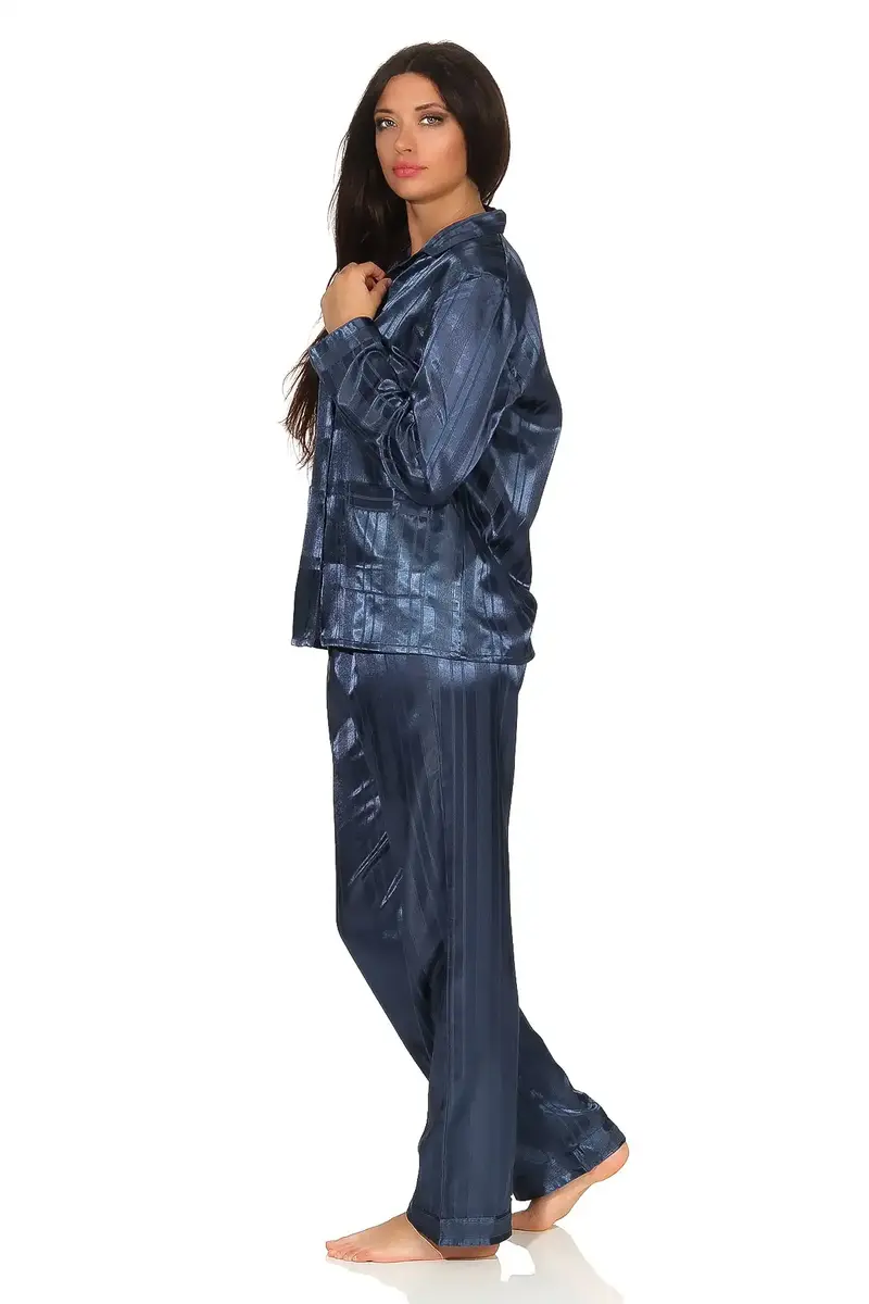 Norman dames Pyjama Satijn - Sophie - Lange mouwen - Knoopsluiting - satijnen pyjama