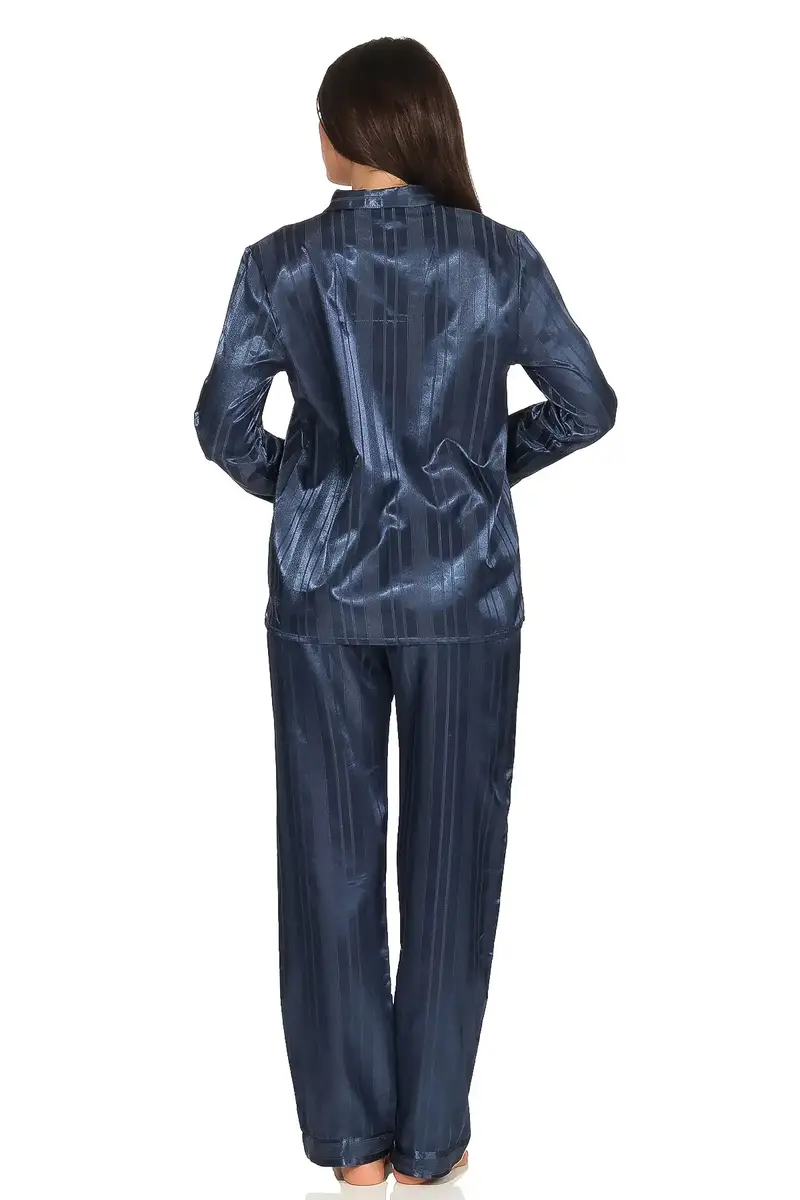 Norman dames Pyjama Satijn - Sophie - Lange mouwen - Knoopsluiting - satijnen pyjama