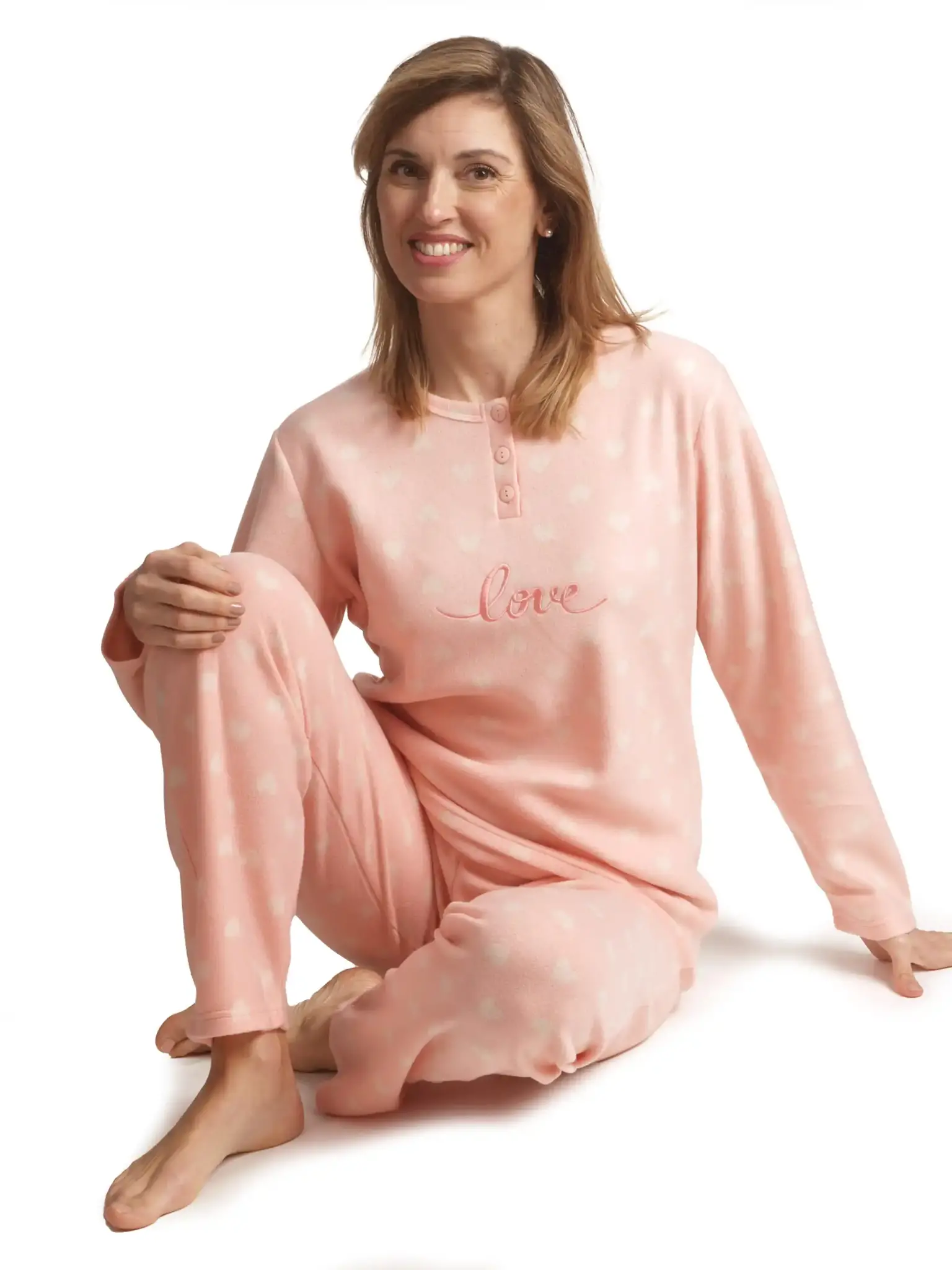 Cocodream fleece pyjama dames - Love - Warme winter dames pyjama