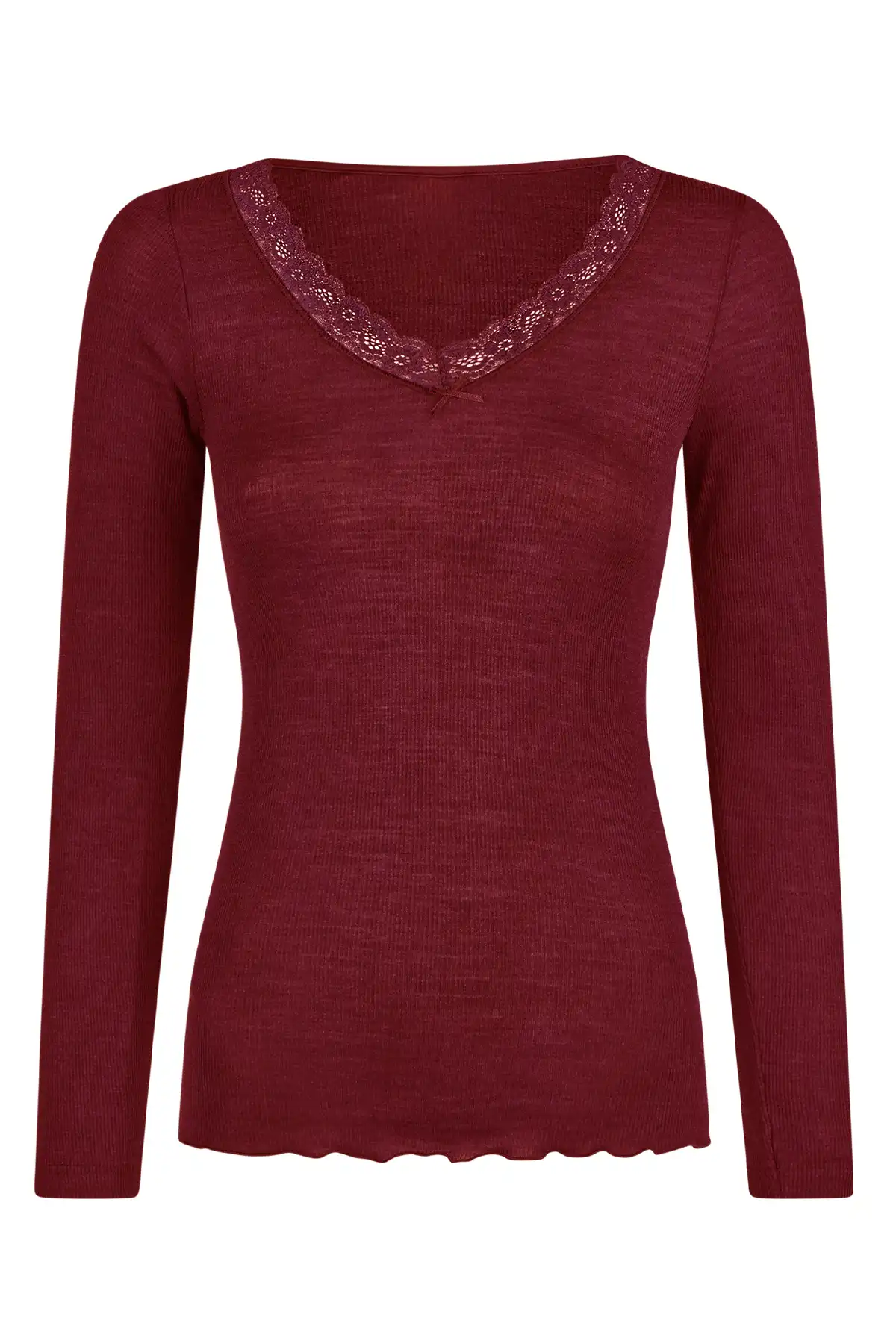 Nina von C dames wollen shirt lange mouw V-hals - Warm Merino wollen thermo ondergoed vrouwen