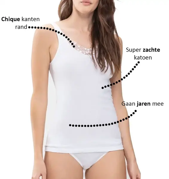 Mey 2000 dames hemd met kant - katoen - Kanten vrouwen onderhemd - 100% katoenen singlet - hemdjes dames Mey 2000 dames hemd met kant - katoen - Kanten vrouwen onderhemd - 100% katoenen singlet - hemdjes dames