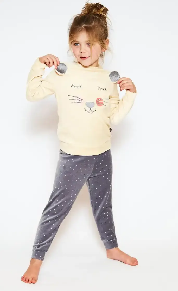 Charlie Choe velours meisjes pyjama - Cute Mouse - Warme winter kinder pyjama