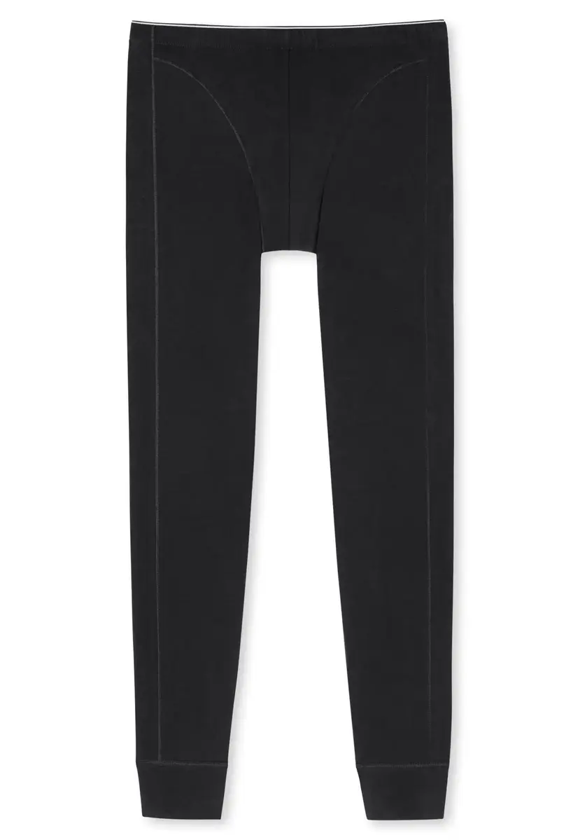 Schiesser heren Onderbroek lang 95/5 - Biologisch katoenen lange heren pantalon met sluiting - Zwart en Blauw