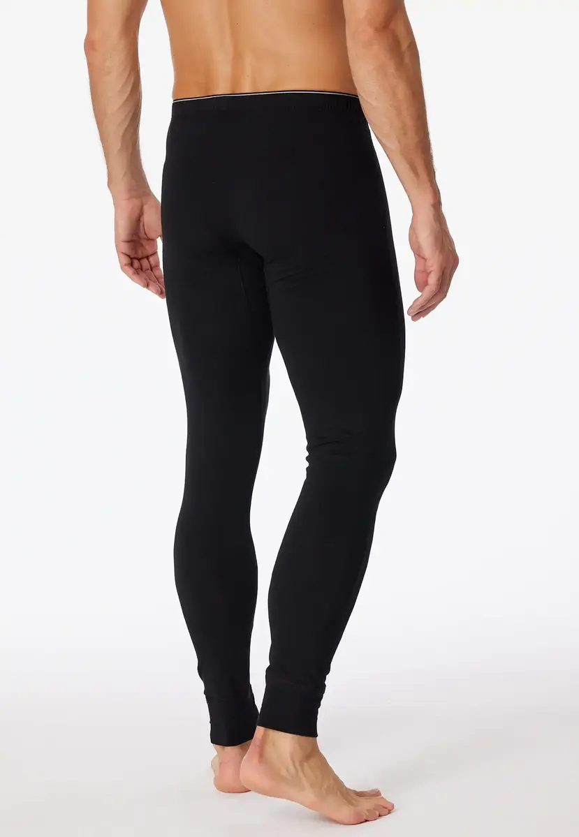 Schiesser heren Onderbroek lang 95/5 - Biologisch katoenen lange heren pantalon met sluiting - Zwart en Blauw