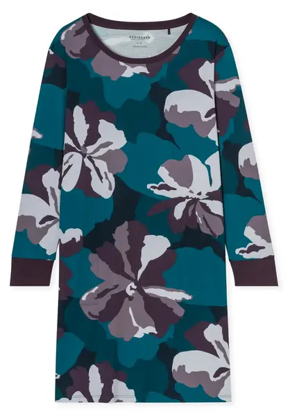Schiesser Dames Nachthemd lange mouw - Flower - Modal dames nachtjapon - Luxe nachtkleding dames Schiesser Dames Nachthemd lange mouw - Flower - Modal dames nachtjapon - Luxe nachtkleding dames