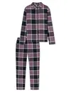 Schiesser dames pyjama flanel - Select Premium - Katoenen doorknoop pyjama lange mouwen