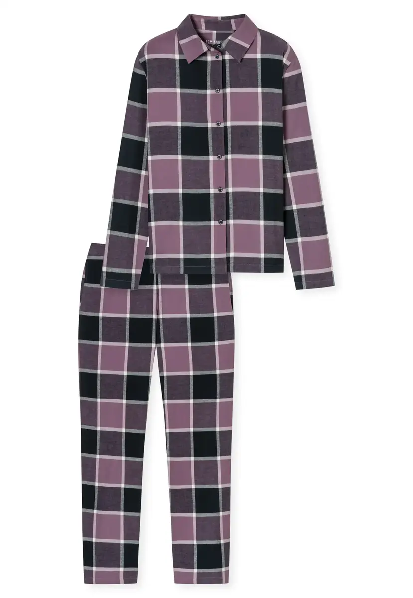 Schiesser dames pyjama flanel - Select Premium - Katoenen doorknoop pyjama lange mouwen Schiesser dames pyjama flanel - Select Premium - Katoenen doorknoop pyjama lange mouwen