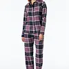 Schiesser dames pyjama flanel - Select Premium - Katoenen doorknoop pyjama lange mouwen