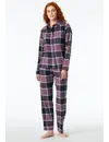 Schiesser dames pyjama flanel - Select Premium - Katoenen doorknoop pyjama lange mouwen