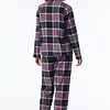 Schiesser dames pyjama flanel - Select Premium - Katoenen doorknoop pyjama lange mouwen