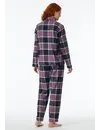 Schiesser dames pyjama flanel - Select Premium - Katoenen doorknoop pyjama lange mouwen