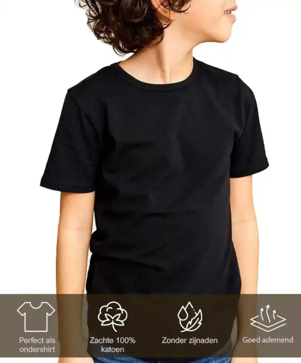 Beeren kinder/ jongens T-shirt korte mouw - Ondershirt naadloos - 100% katoen Beeren kinder/ jongens T-shirt korte mouw - Ondershirt naadloos - 100% katoen