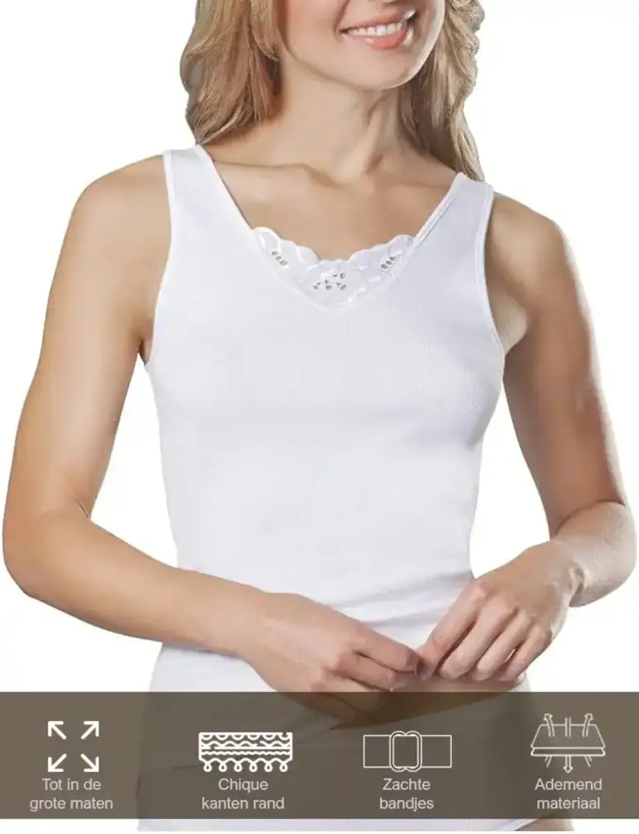 Conta kanten dames hemd katoen - 167 - Vrouwen singlet - 100% katoen - Naadloos