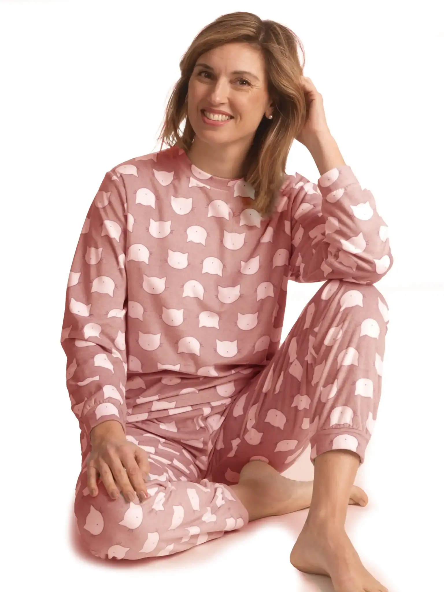Cocodream micro velours dames pyjama - Cats - Warme winter fleece pyjama dames