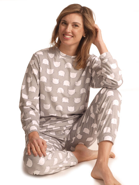 Cocodream micro velours dames pyjama - Cats - Warme winter fleece pyjama dames