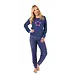 Normann dames pyjama badstof - Star - Warme winter pyjama - Blauw