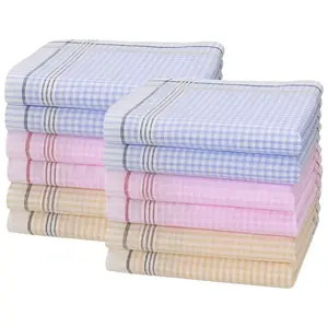 Swan 12 stuks - Dames zakdoeken Vintage Ruit - Katoenen en stoffen zakdoeken Swan 12 stuks - Dames zakdoeken Vintage Ruit - Katoenen en stoffen zakdoeken