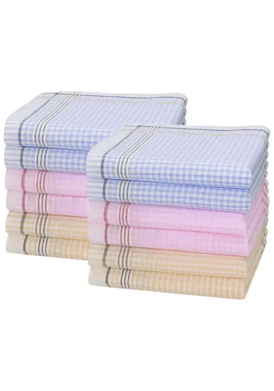 Swan 12 stuks - Dames zakdoeken Vintage Ruit - 02 Swan 12 stuks - Dames zakdoeken Vintage Ruit - 02