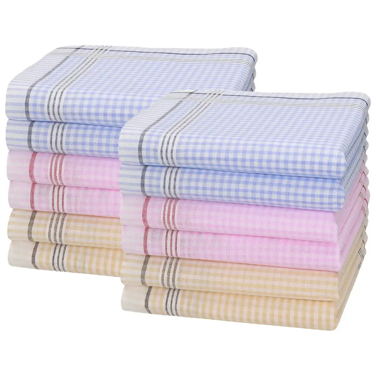 Swan 12 stuks - Dames zakdoeken Vintage Ruit - 02