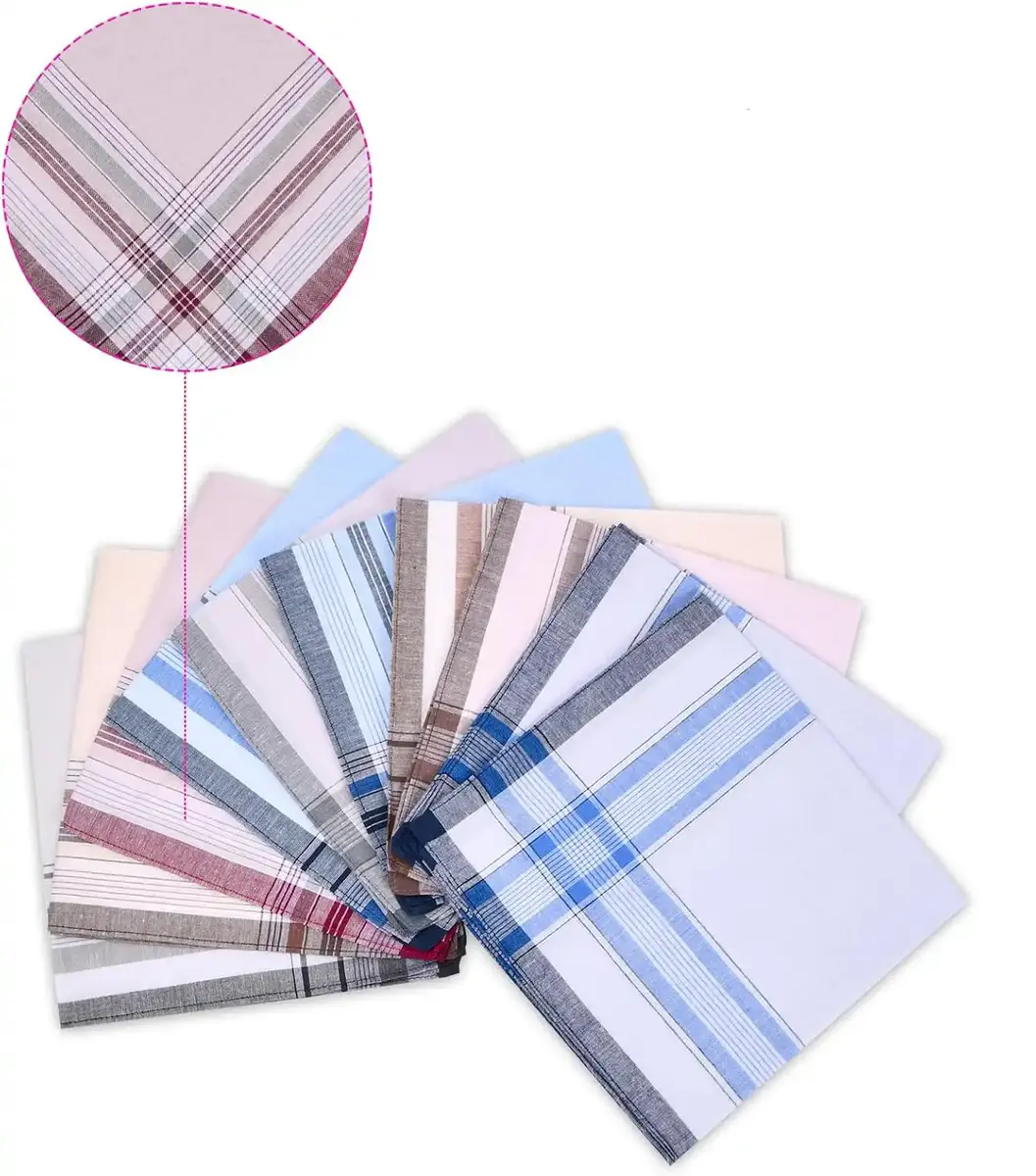 Swan 12 stuks heren zakdoeken - Blue Summer - 100% katoenen stoffen zakdoeken