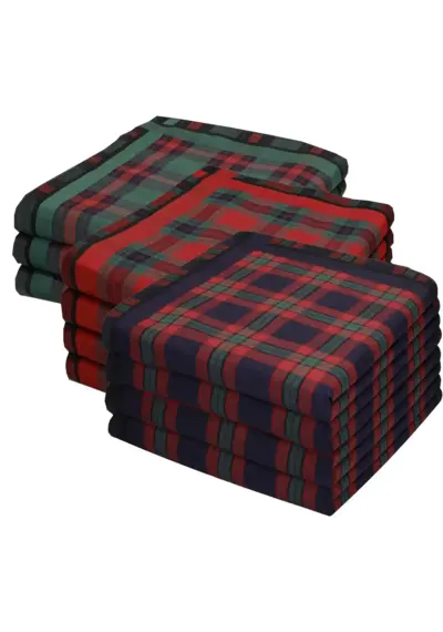 Swan 12 stuks Heren zakdoeken Ruit rood