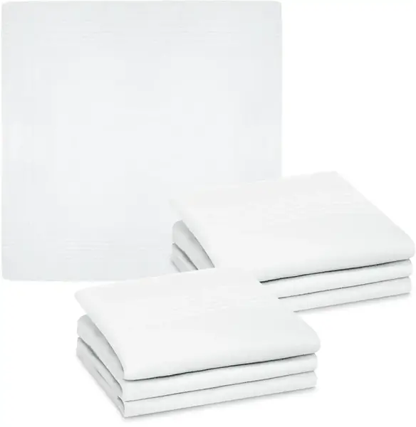 Tiseco 12 stuks Heren Zakdoek wit - Dikke kwaliteit - Dikke katoenen zakdoek