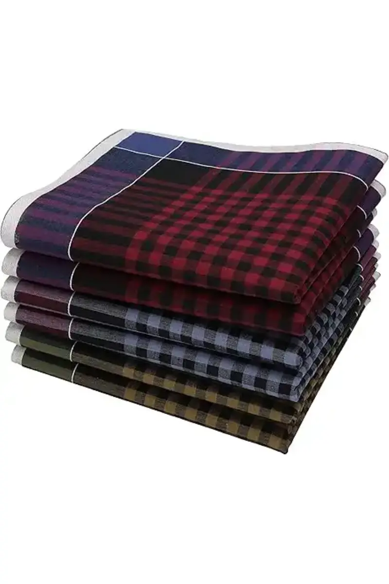 Swan 12 stuks - Heren zakdoeken Ruit donker- Katoenen stoffen zakdoeken ruit
