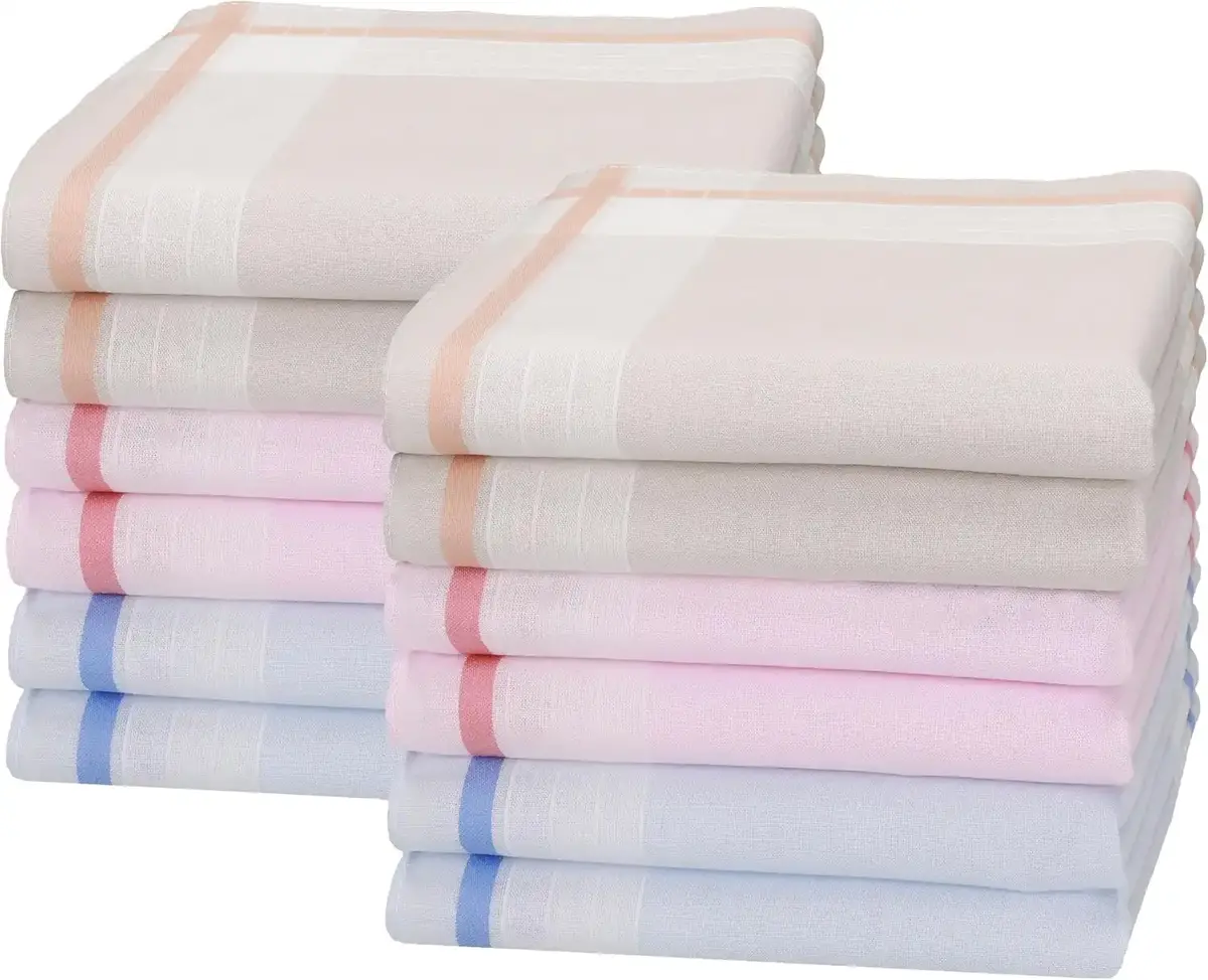 Swan 12 stuks - Dames zakdoeken Selma - 100% katoenen stoffen zakdoeken