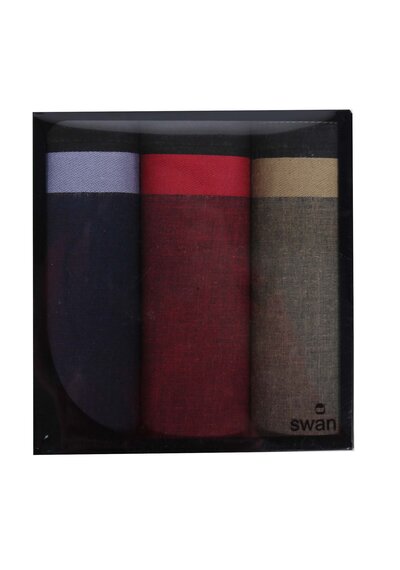 Swan 3 stuks Heren zakdoeken Uni Donker