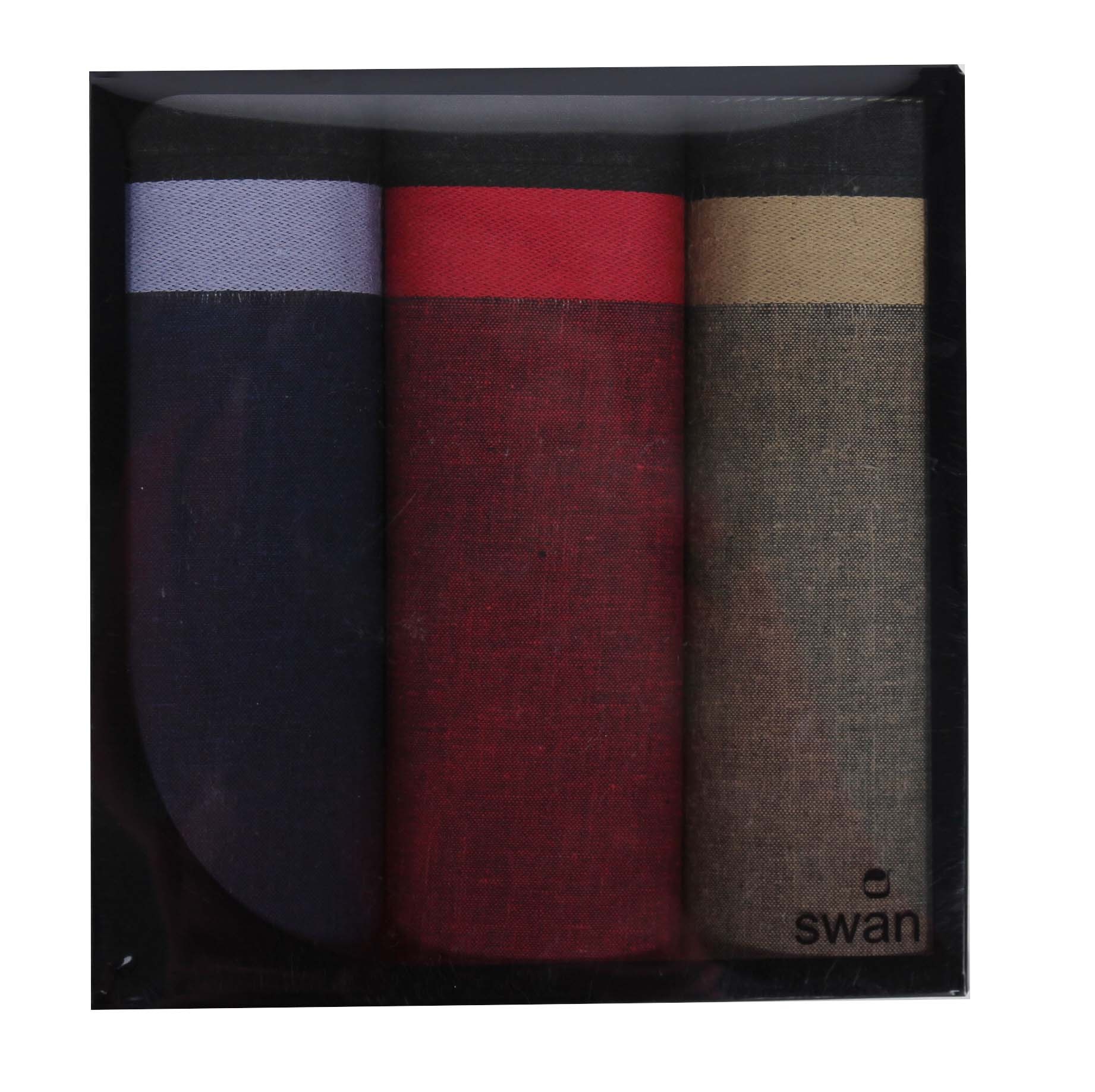 Swan 3 stuks Heren zakdoeken Uni Donker