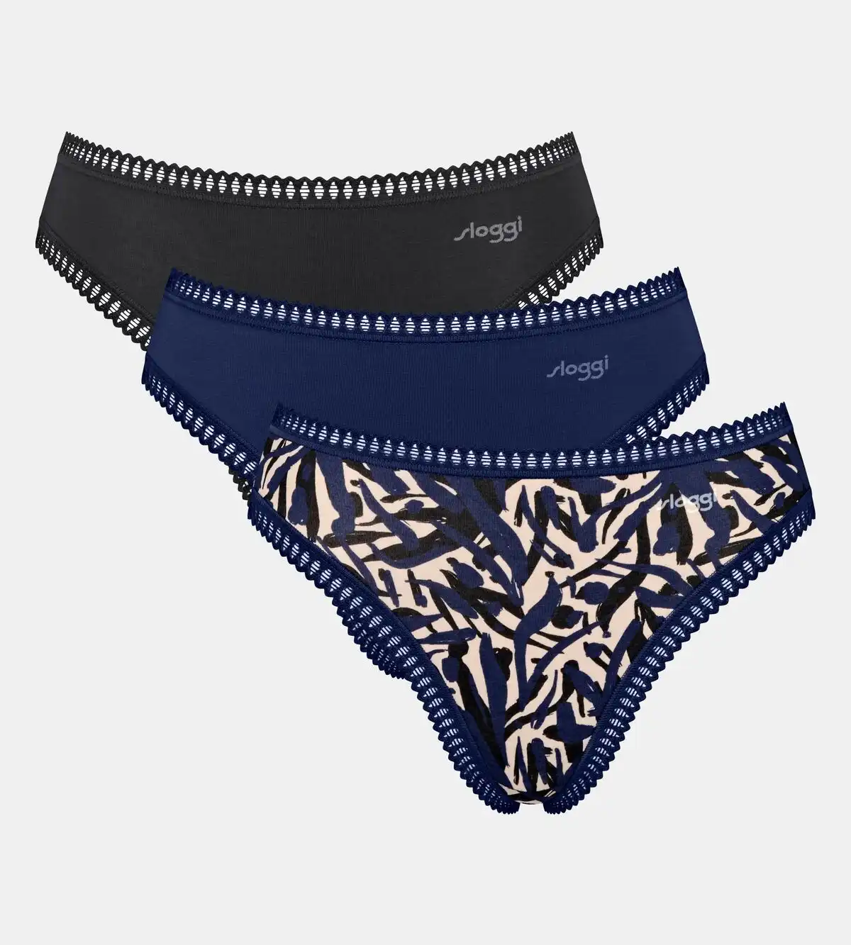 Sloggi 3-pack Crush Go - High legs slips dames - Hoog opgesneden dames onderbroeken biologisch katoen