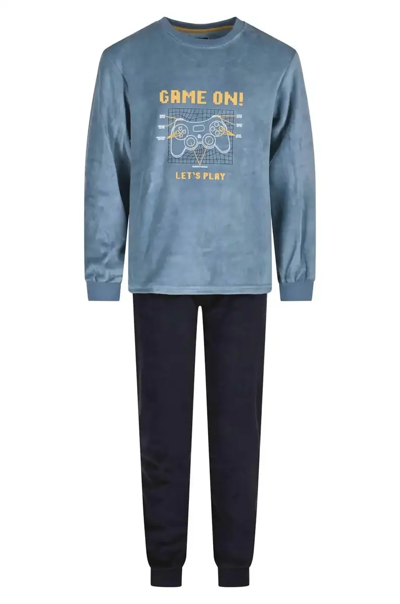 Outfitter velours jongens pyjama - Game on Winter - Maat 128 Outfitter velours jongens pyjama - Game on Winter - Maat 128