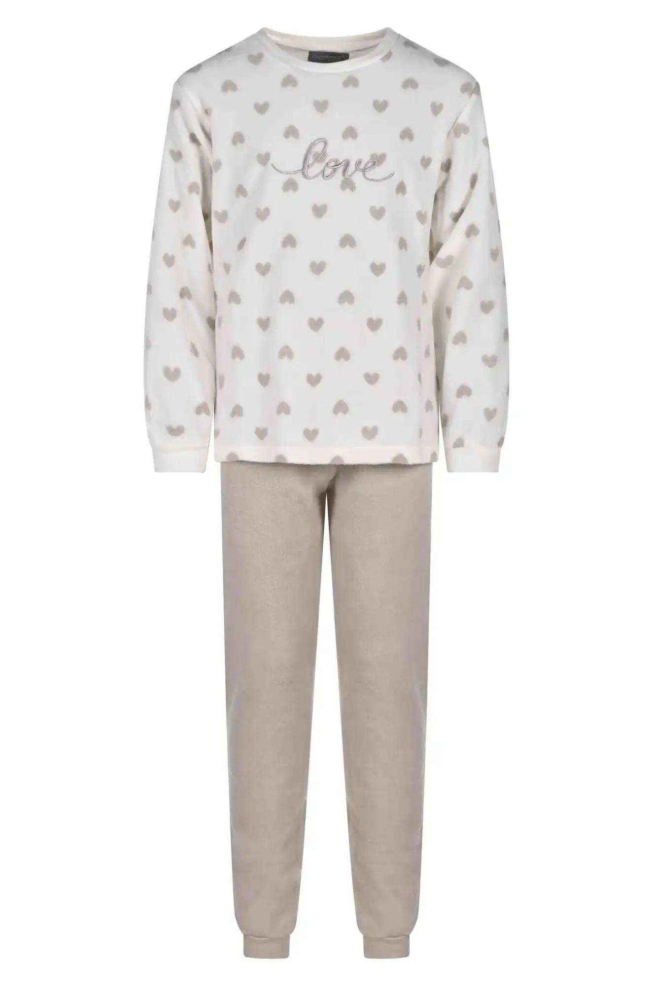 Cocodream fleece pyjama kind meisjes - Love - Warme pyjama maat 128 - Fleece pyjama kind