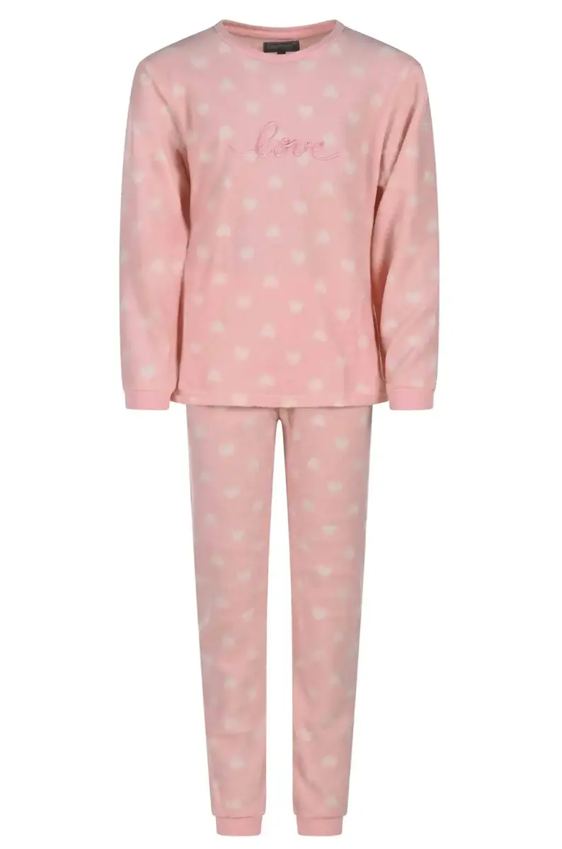 Cocodream fleece pyjama kind meisjes - Love - Warme pyjama maat 128 - Fleece pyjama kind