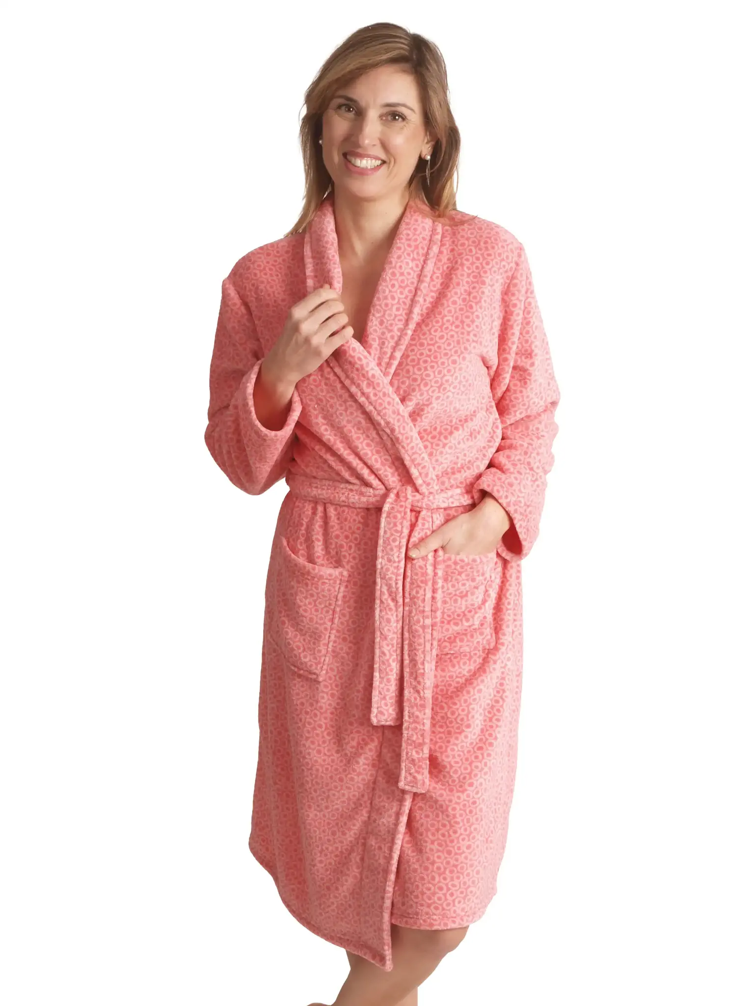 Cocodream dames badjas fleece - Pink - Warme winter ochtendjas - Badjassen dames